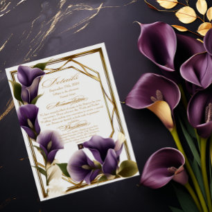 Cartons Réponse Élégant Mariage Lys pourpres Détails du script