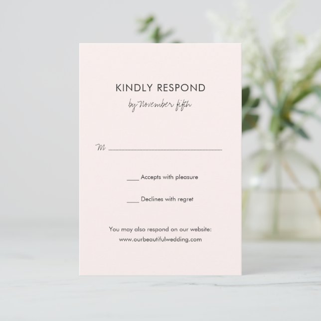 Cartons Réponse Élégant Mariage moderne rose (Debout devant)