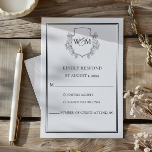 Cartons Réponse Élégant Mariage Monogramme Vintage