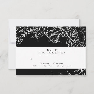 Cartons Réponse Élégant Mariage noir Tuxedo blanc brillant