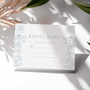 Cartons Réponse Élégant Mariage Rose Bleu & Blanc