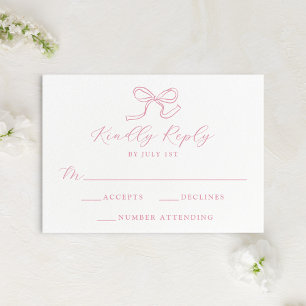 Cartons Réponse Élégant Mariage Rose rose Bow