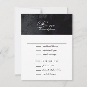 Cartons Réponse Élégant Mariage simple script noir goth