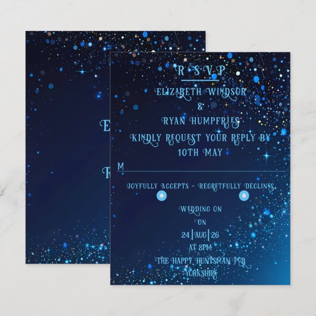 Cartons Réponse Élégant Mariage Sparkle (Devant / Derrière)