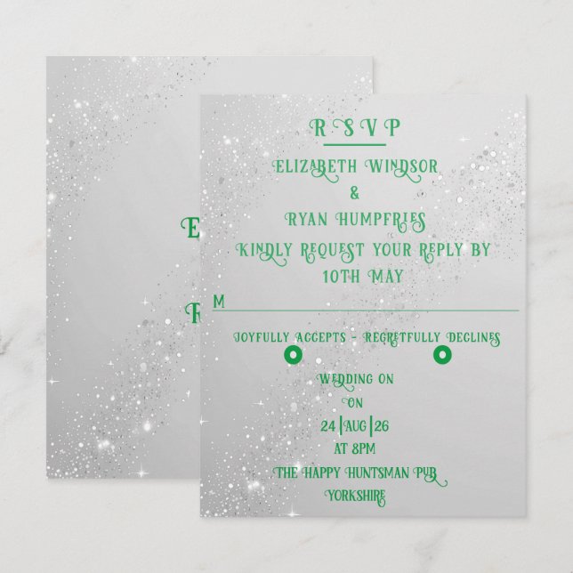 Cartons Réponse Élégant Mariage Sparkle (Devant / Derrière)