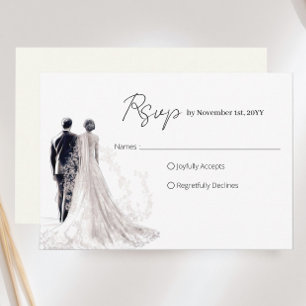 Cartons Réponse Élégant mariage traditionnel écriture