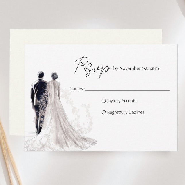 Cartons Réponse Élégant mariage traditionnel écriture (Créateur téléchargé)