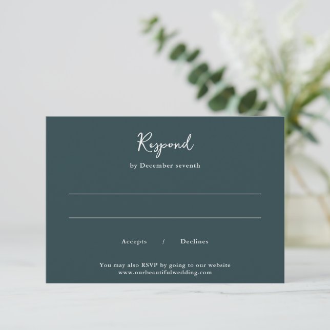 Cartons Réponse Élégant Mariage vert de la forêt (Debout devant)