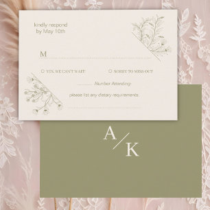 Cartons Réponse Élégant Mariage vert de mousse de fleurs