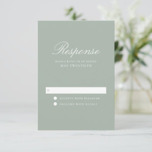 Cartons Réponse Élégant Mariage Vert Sauge Classique