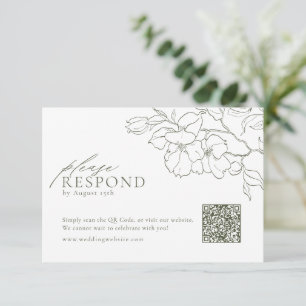 Cartons Réponse Elégant mariage vert sauge floral code QR