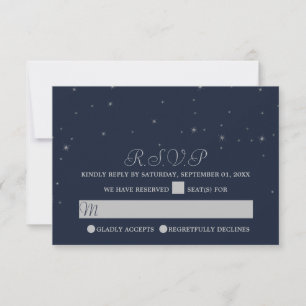 Cartons Réponse Elégant Marine & Argent Tombant Étoiles Mariage RS