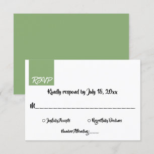 Cartons Réponse Élégant minimal chic vert moderne simple Mariage