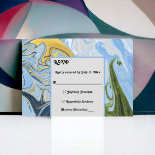 Cartons Réponse Élégant minimal vert jaune bleu Abstrait Mariage