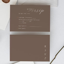 Cartons Réponse Elegant Minimalist Taupe Ivory Script Wedding