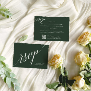 Cartons Réponse Élégant minimaliste Mariage de taille verte