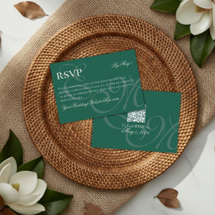 Cartons Réponse Élégant minimaliste mariage vert sauge monogrammé