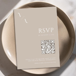 Cartons Réponse Élégant minimaliste moderne Taupe Mariage
