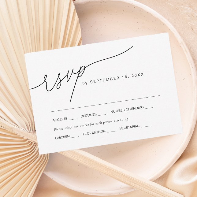 Cartons Réponse Élégant Moderne Écriture Avec Choix de Repas Maria (Modern Elegant Script W/ Meal Choice Wedding RSVP Card)
