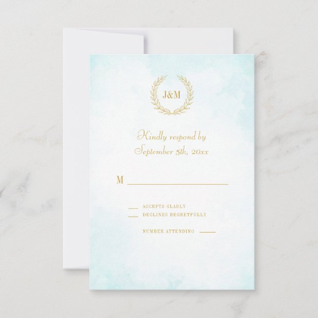 Cartons Réponse Élégant Monogramme minimaliste Classique Turquoise (Devant)