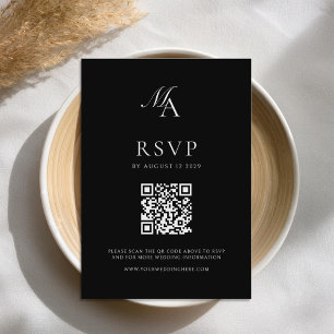 Cartons Réponse Élégant Monogramme moderne minimaliste Mariage