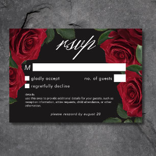 Cartons Réponse Élégant Moody Blood Red Roses Floral No Dinner