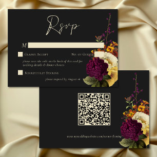 Cartons Réponse Elégant Moody Jewel Vintage Floral Mariage QR Code