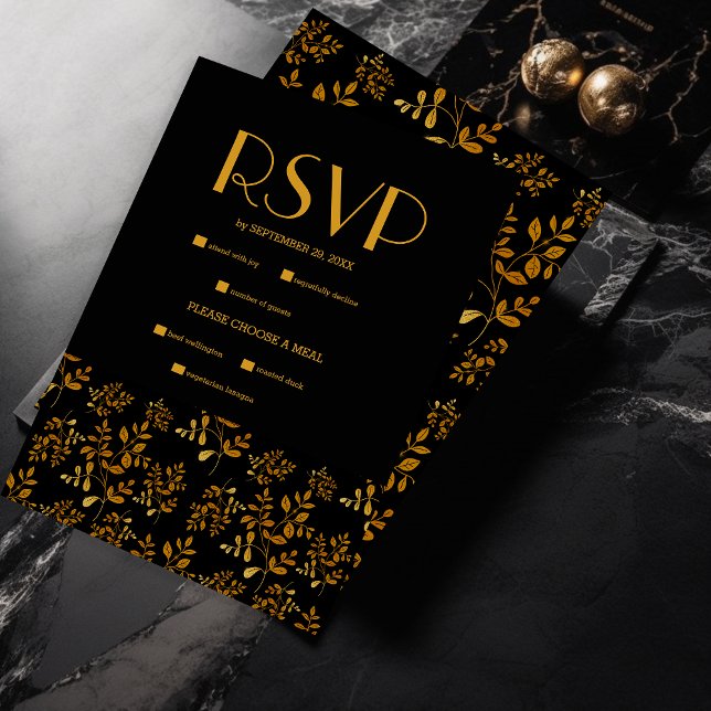 Cartons Réponse Élégant mystique nuages d'or noir Mariage de lune (Créateur téléchargé)