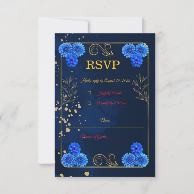 Cartons Réponse Elegant Navy Blue Wedding Response Card Template (Devant)