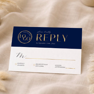 Cartons Réponse Elegant Navy & Gold Company Logo Business Event