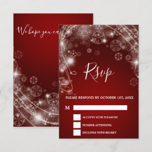 Cartons Réponse Élégant Noël Rouge Mariage d'hiver