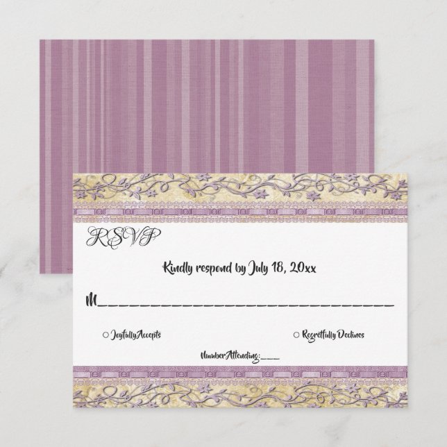 Cartons Réponse Élégant Ornate Classy Script Luxe Formel Mariage (Devant / Derrière)