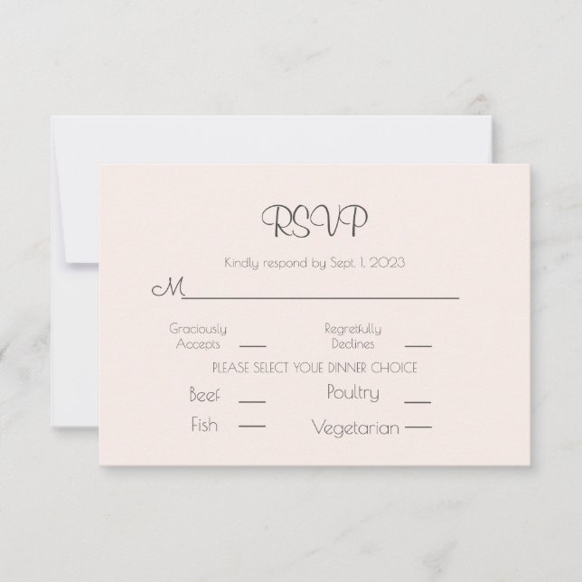 Cartons Réponse Élégant Pastel Rose Mariage simple (Devant)