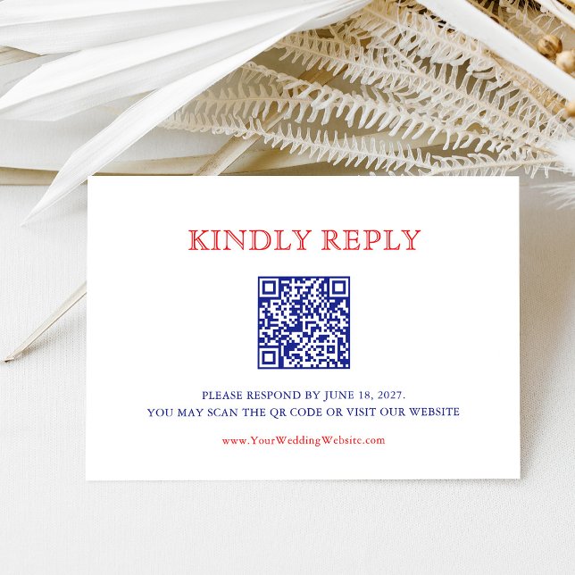 Cartons Réponse Elegant Patriotic 4th of July Wedding | QR Code (Créateur téléchargé)