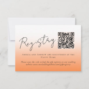 Cartons Réponse Elegant Peach Orange Fuzz Code QR Registre Mariage