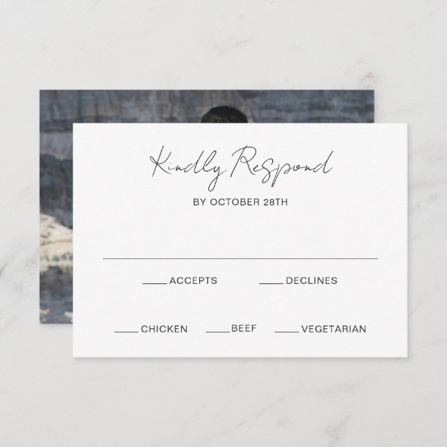 Cartons Réponse Élégant Photo Mariage moderne (Devant / Derrière)