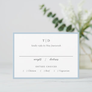 Cartons Réponse Élégant Poudre bleu Monogramme Mariage moderne