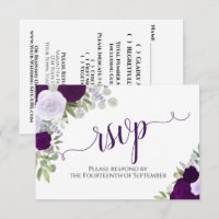 Elegant Purple Floral Calligraphy Wedding
