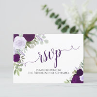 Elegant Purple Floral Calligraphy Wedding