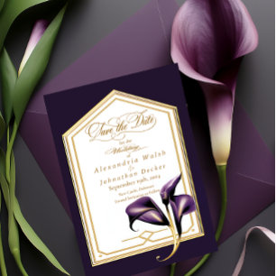 Cartons Réponse Élégant Purple Floral Script Mariage Enregistrer L