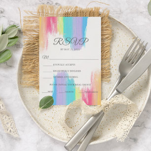 Cartons Réponse Elégant Rainbow Watercolor Mariage Meal Choice