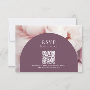 Cartons Réponse Élégant Regal Purple Peonies QR Code Mariage