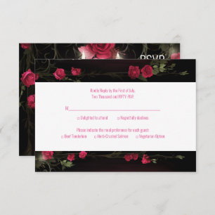 Cartons Réponse Élégant Rose de Bourgogne Floral Mariage