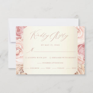 Cartons Réponse Élégant Rose Dusty Mariage de calligraphie florale