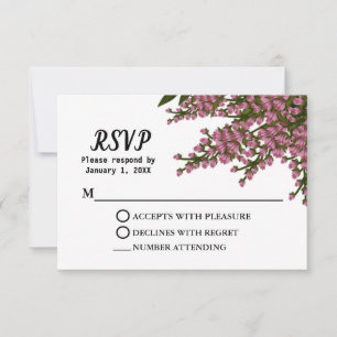 Cartons Réponse Elégant rose Floral Mariage sur mesure