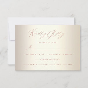 Cartons Réponse Élégant Rose Gold Calligraphie Champagne Mariage