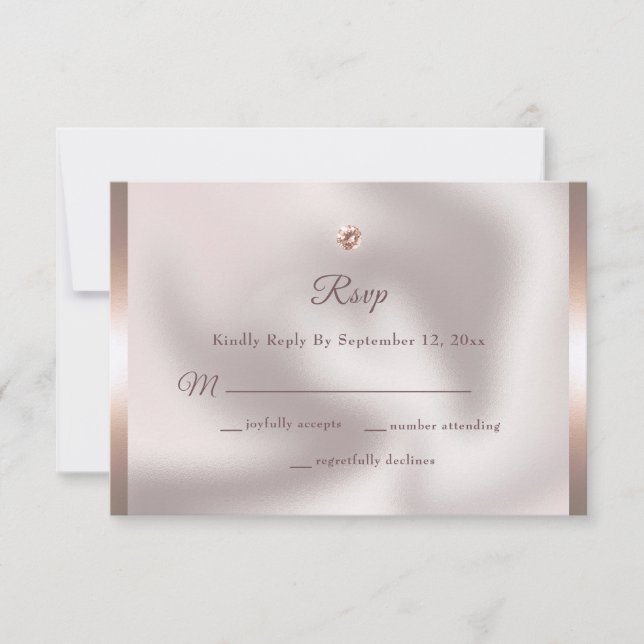 Cartons Réponse Élégant Rose Gold Foil Mariage diamant (Devant)