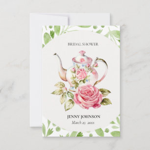 Cartons Réponse Élégant rose vert floral fleurs douche de mariage