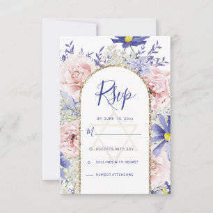 Cartons Réponse Elégant rose violet Aquarelle Bat mitzvah Floral