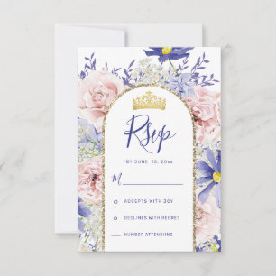 Cartons Réponse Elégant rose violet Floral Quinceañera